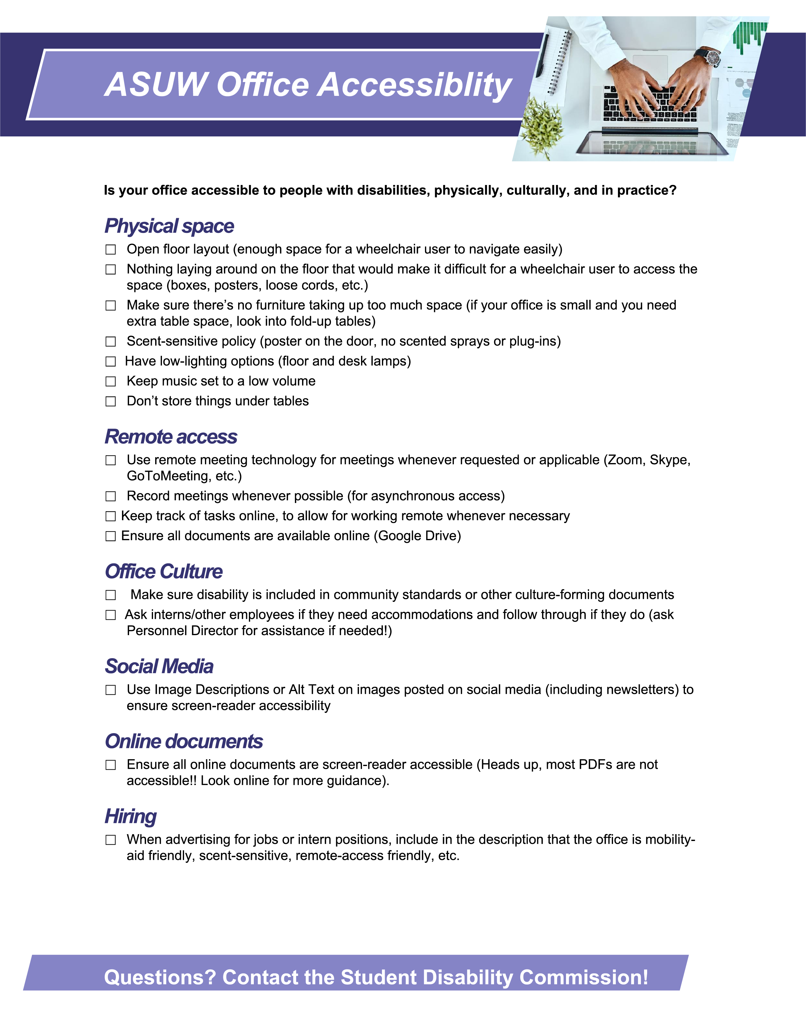 checklist of actions for office accessibility